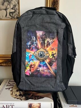 Universal Epic Universe Graphic Gray & Black Backpack